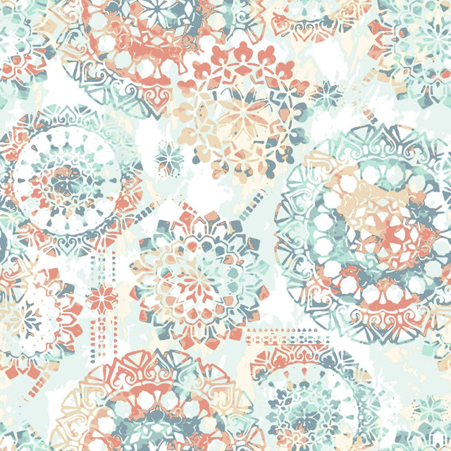 Bohemian Orange Peel & Stick Wallpaper, Geometric Global Pattern, Washable Vinyl, Straight Match 20.5" Repeat - York RMK9126WP