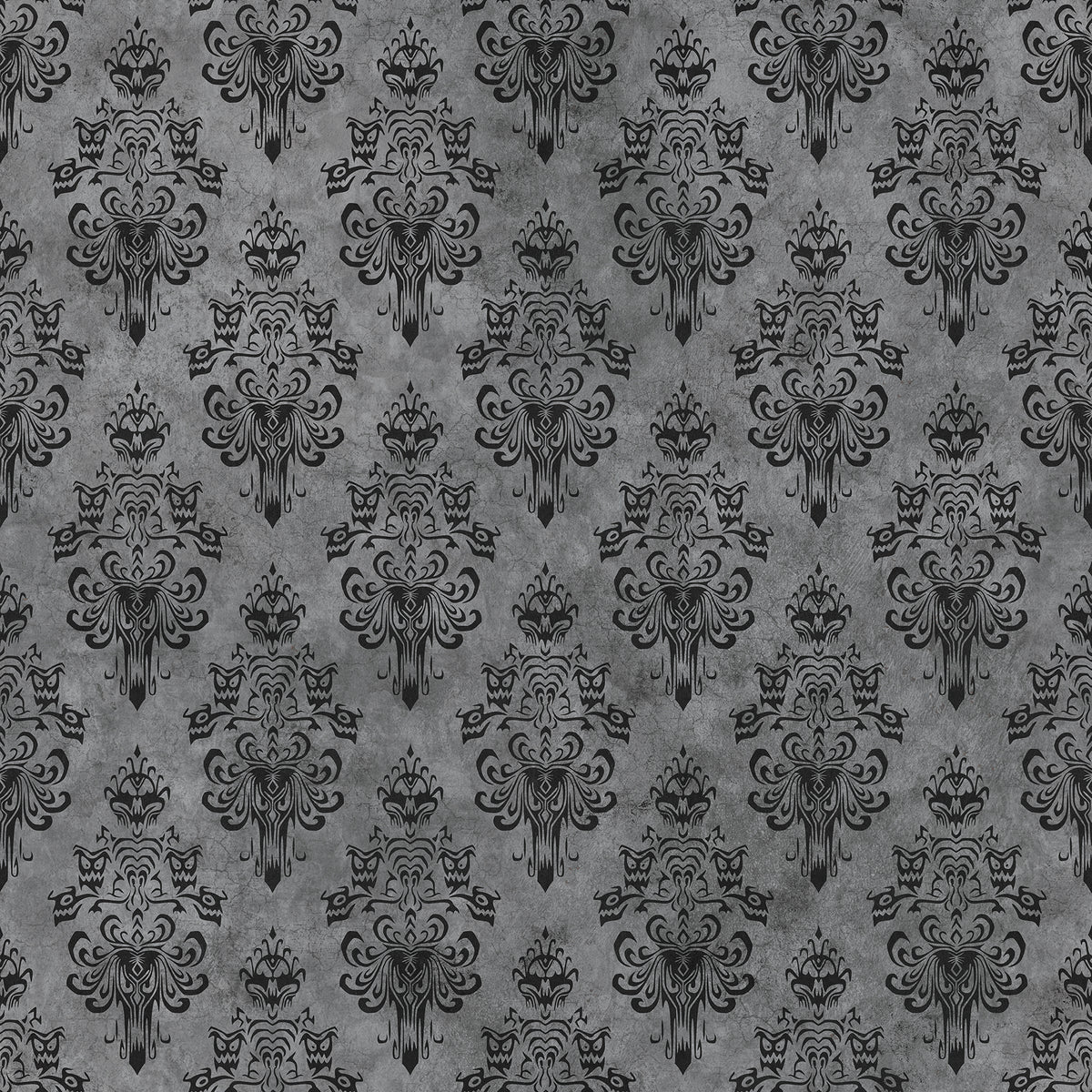 Disney Haunted Mansion Grey and Black Distressed Damask Peel and Stick Wallpaper by RoomMates - RMWS1220
