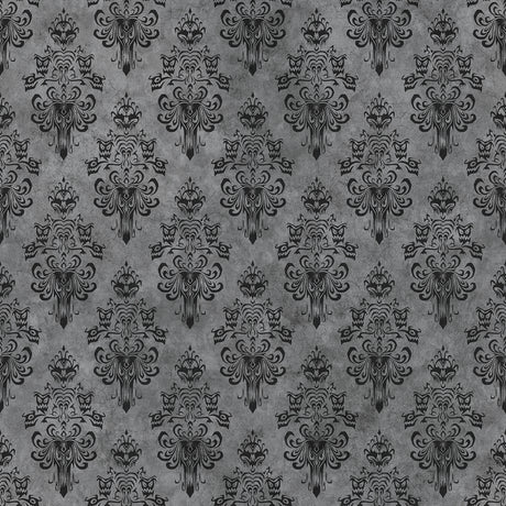 Disney Haunted Mansion Grey and Black Distressed Damask Peel and Stick Wallpaper by RoomMates - RMWS1220