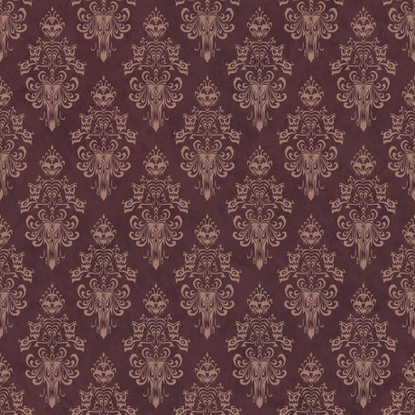 Disney Haunted Mansion Maroon Distressed Damask Peel and Stick Wallpaper by RoomMates RMWS1221