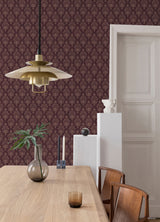 Officially Licensed Disney Haunted Mansion Maroon Distressed Damask Peel and Stick Wallpaper by RoomMates - RMWS1221