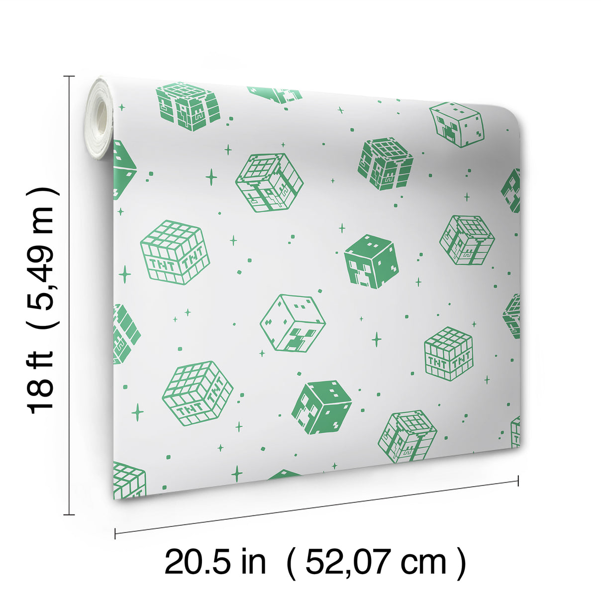 Minecraft Grey Blocks Grey by RoomMates Licensed Kids Gaming Novelty Peel and Stick Vinyl Wallpaper 20.5 In x 18 Ft Roll - RMWS1224