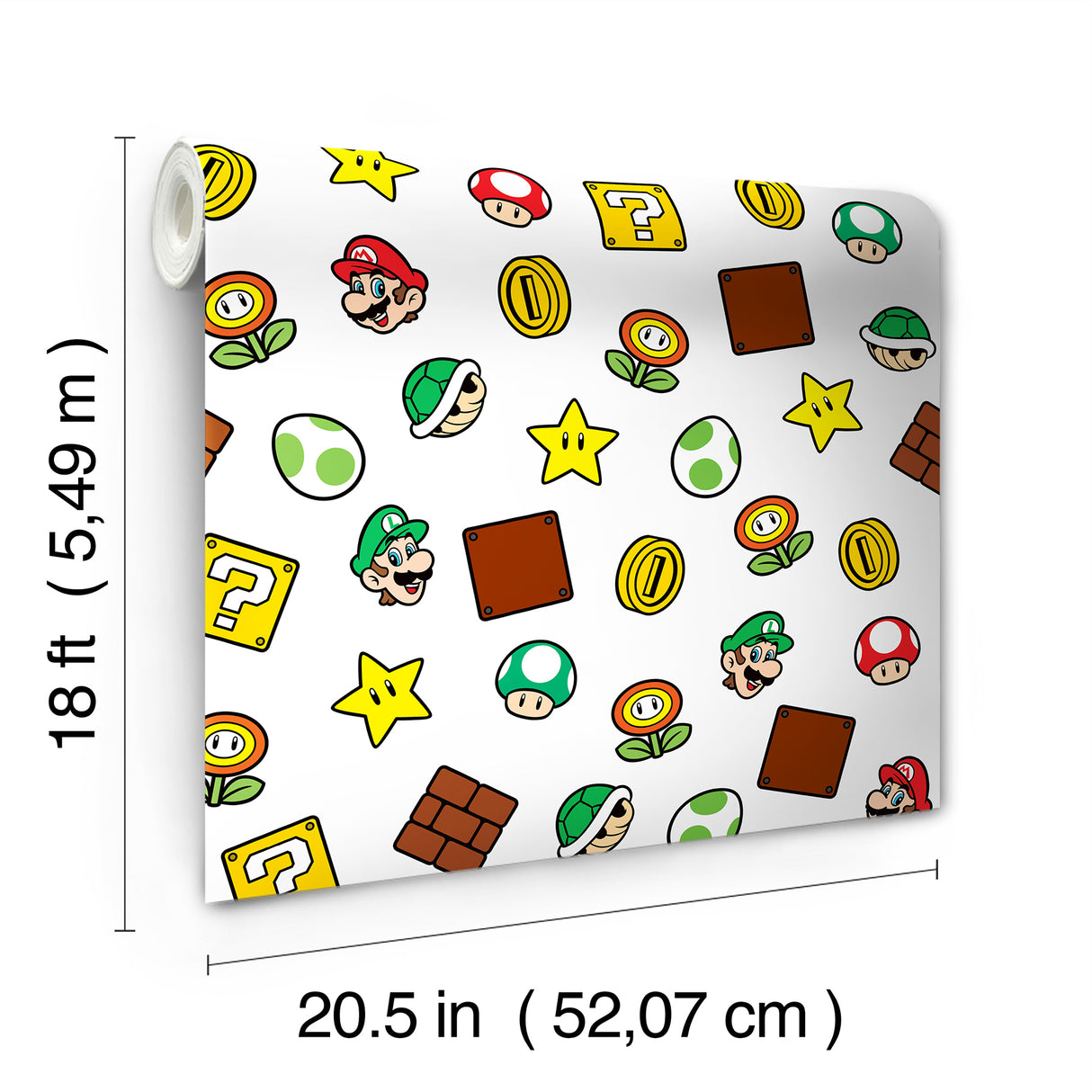 Nintendo Super Mario Power Up Icons Red & Green by RoomMates Officially Licensed Nintendo Peel & Stick Wallpaper - RMWS1226