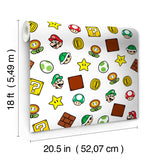 Nintendo Super Mario Power Up Icons Red & Green by RoomMates Officially Licensed Nintendo Peel & Stick Wallpaper - RMWS1226