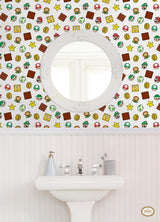 Nintendo Super Mario Power Up Icons Red & Green by RoomMates Officially Licensed Nintendo Peel & Stick Wallpaper - RMWS1226