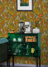 Retro Floral Yellow & Orange by RoomMates Peel and Stick Removable Wallpaper, Vintage Wildflower Print, 20.5-in x 18-ft Roll, 30.8 Sq Ft - RMWS1238