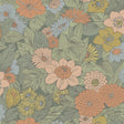Retro Floral Pink and Green Peel and Stick Wallpaper by RoomMates - RMWS1239
