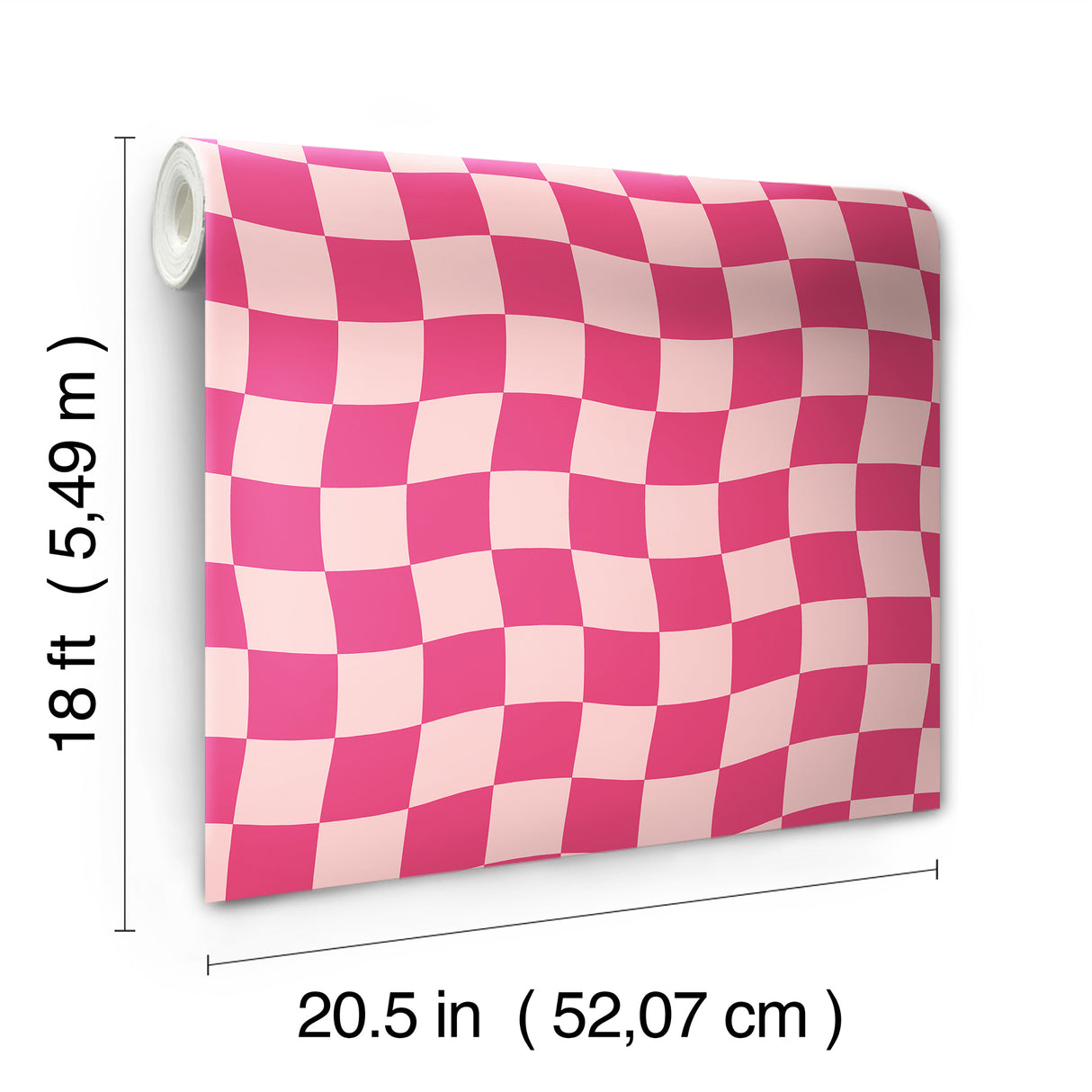 Groovy Checker Pink by RoomMates Removable Peel and Stick Vinyl Wallpaper Wavy Checkerboard Modern Graphics Pattern 20.5 in x 18 ft - RMWS1242