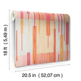 Abstract Grid Pink and Orange by RoomMates Peel and Stick Removable Vinyl Geometric Modern Wallpaper for DIY and Rental Spaces - RMWS1245