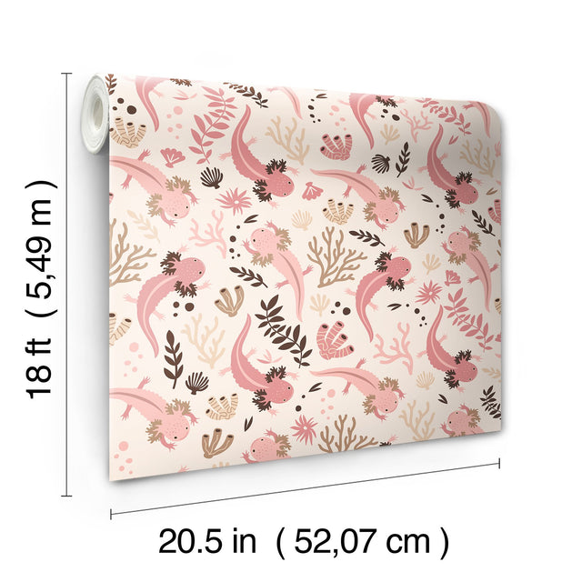 Axolotl Pink Underwater Garden Peel & Stick Wallpaper