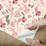 Axolotl Pink Underwater Garden Peel & Stick Wallpaper with Floral Animal Motif, Modern Style - York RMWS1247