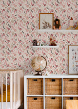 Axolotl Pink Underwater Garden Peel & Stick Wallpaper with Floral Animal Motif, Modern Style - York RMWS1247