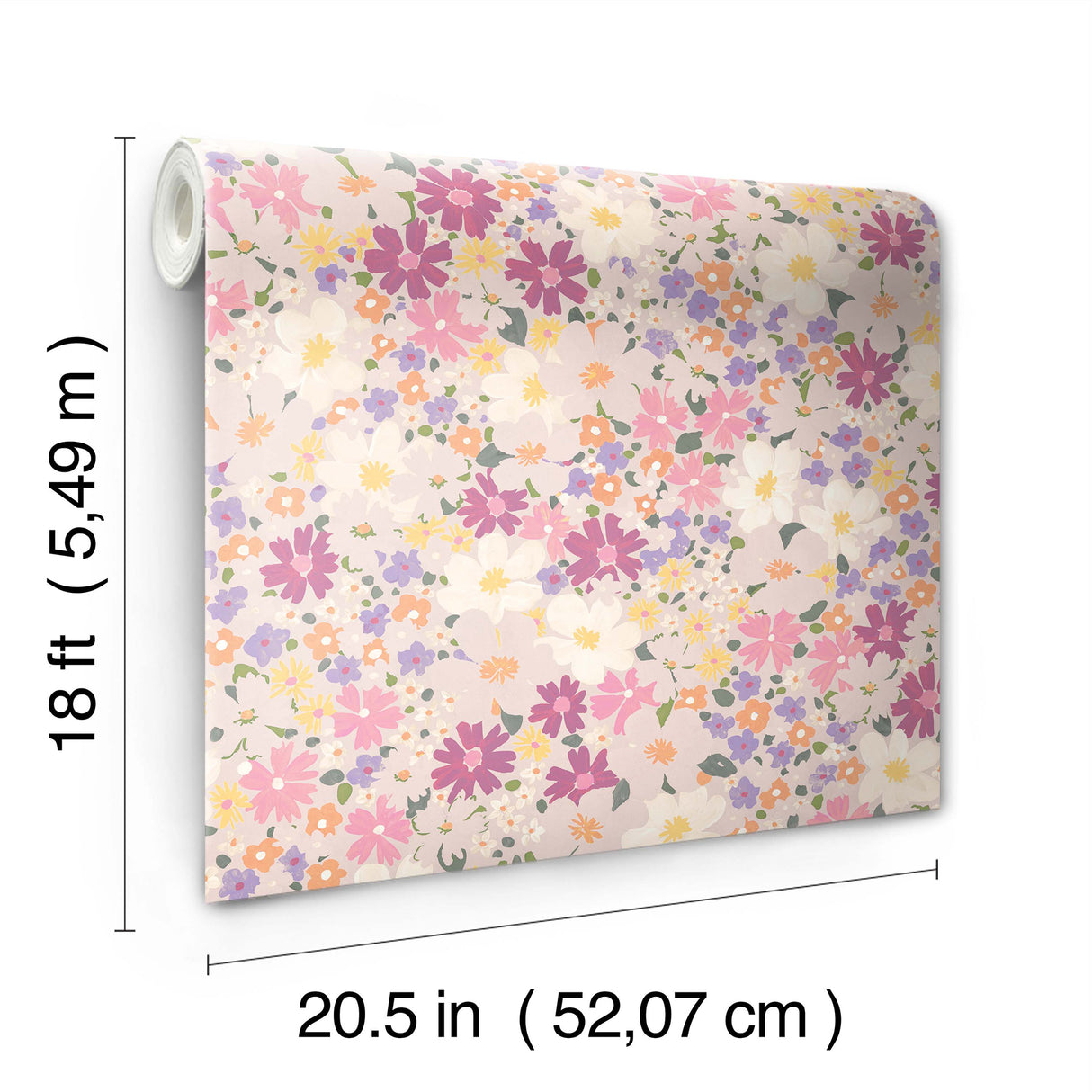 Wildflower Impressions Magenta by RoomMates Enchanting Pink Purple White and Orange Botanical Wildflower Peel and Stick Wallpaper - RMWS1252