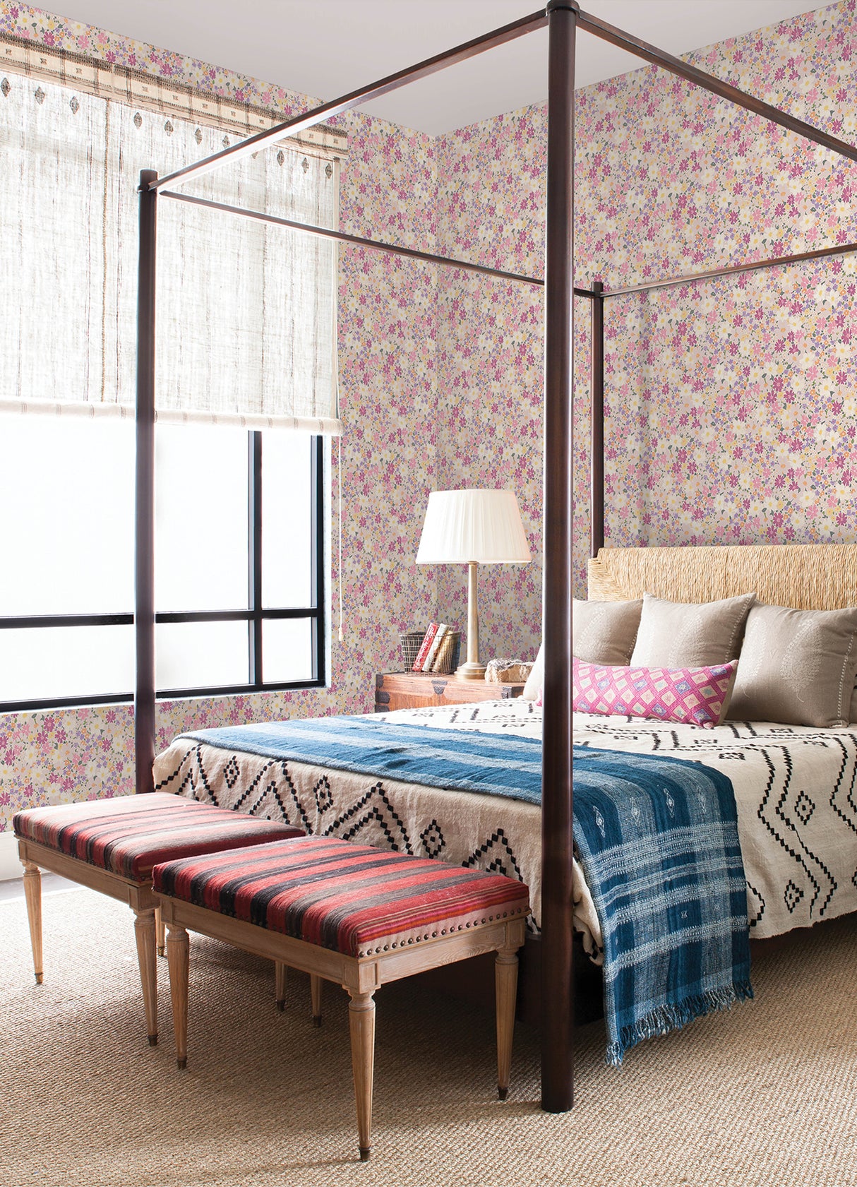 Wildflower Impressions Magenta by RoomMates Enchanting Pink Purple White and Orange Botanical Wildflower Peel and Stick Wallpaper - RMWS1252