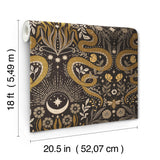 Mystic Serpent Black Gold by RoomMates Rebellious Gilded Serpent Damask Peel and Stick Wallpaper - RMWS1255
