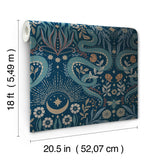 Mystic Serpent Navy by RoomMates Rebellious and Mystical Serpentine Damask Animal Print Peel and Stick Wallpaper for Modern Interiors - RMWS1257