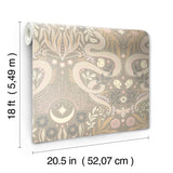 Mystic Serpent Taupe Peel and Stick Wallpaper by RoomMates Modern Serpentine Damask Botanical Removable Vinyl 20.5 In x 18 Ft RMWS1258