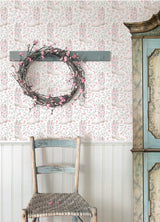 Cowgirl Like Me Pink by RoomMates Peel and Stick Pink and White Floral Cowboy Boot Country Style Botanical Fully Removable Vinyl Wallpaper - RMWS1259