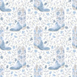 Cowgirl Like Me Blue Peel and Stick Wallpaper by RoomMates featuring watercolor cowboy boots and floral vines on a white background - RMWS1260