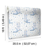 Cowgirl Like Me Blue by RoomMates Watercolor Cowboy Boots and Floral Botanical Vines Country Style Peel and Stick Wallpaper Roll - RMWS1260