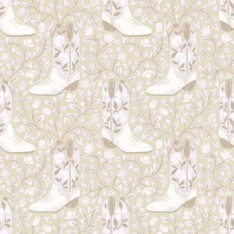 Cowgirl Like Me Beige Peel and Stick Wallpaper by RoomMates - RMWS1261
