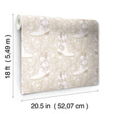 Cowgirl Like Me Beige Peel and Stick Wallpaper Featuring a Floral Cowboy Boot Country Chic Pattern in Neutral Tones by RoomMates - RMWS1261