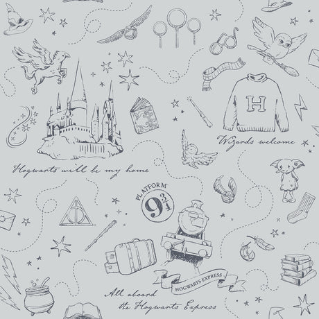 Harry Potter Magical Moments Trail Grey Peel and Stick Wallpaper by RoomMates - RMWS1262