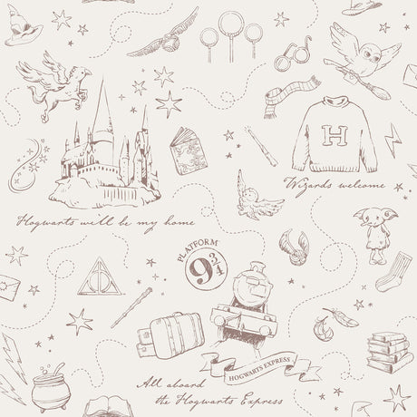 Harry Potter Magical Moments Trail Cream Peel and Stick Wallpaper by RoomMates - RMWS1263