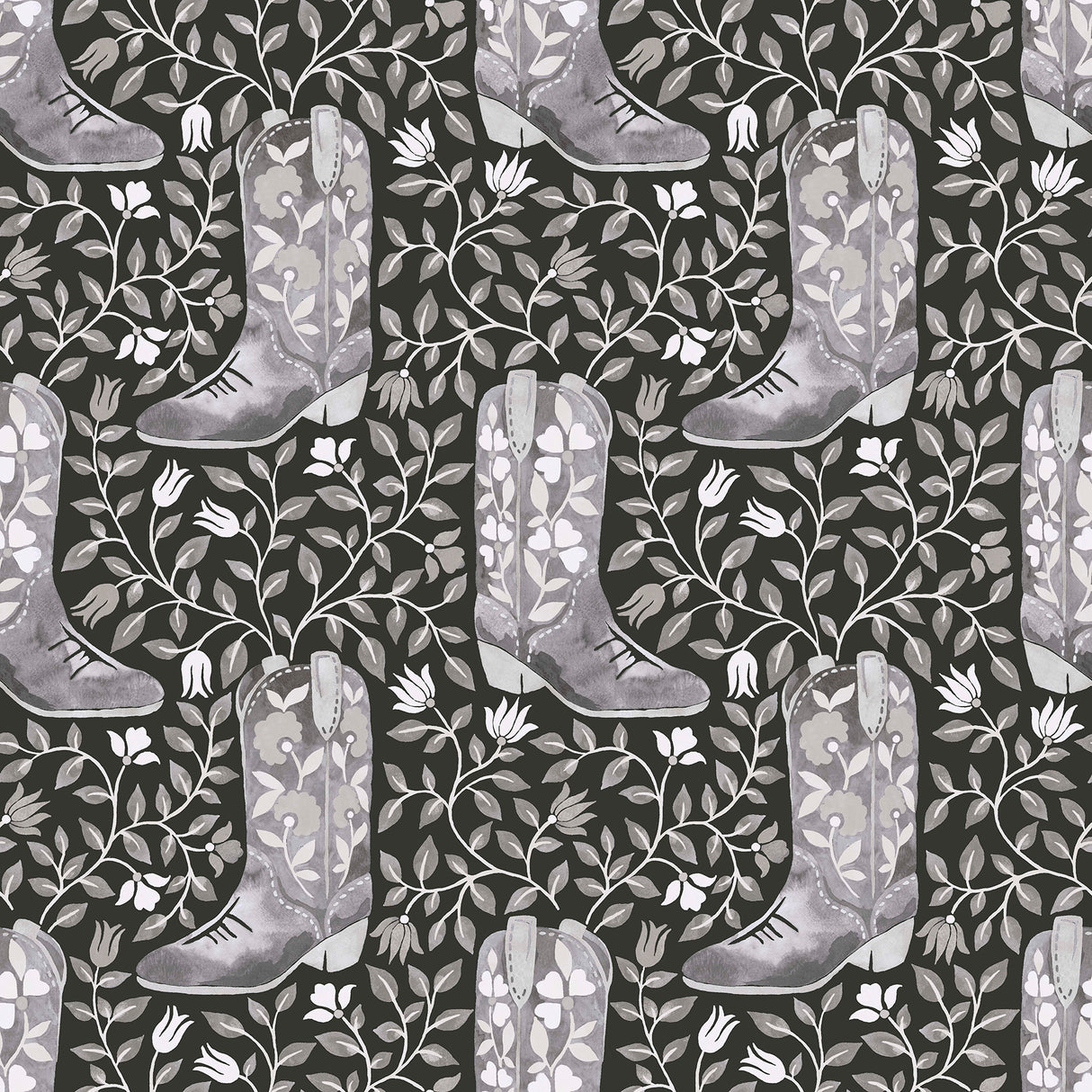 Cowgirl Like Me Black Peel and Stick Wallpaper by RoomMates - RMWS1264