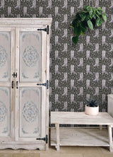 Cowgirl Like Me Black by RoomMates Peel and Stick Country Style Floral Embroidered Cowboy Boot Botanical Wallpaper Roll - RMWS1264