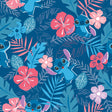 Disney Stitch Tropical Flowers Blue Peel and Stick Wallpaper by RoomMates RMWS1265