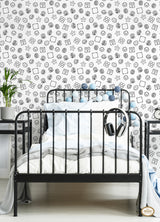 Nintendo Super Mario Power Up Icons Black and White Peel and Stick Wallpaper by RoomMates Licensed Nintendo Kids Room RMWS1268