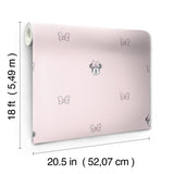 Disney Minnie Mouse Sweet Bows Pink by RoomMates Light Pink Character Peel and Stick Wallpaper for Kids Nursery Bedroom Playroom - RMWS1269