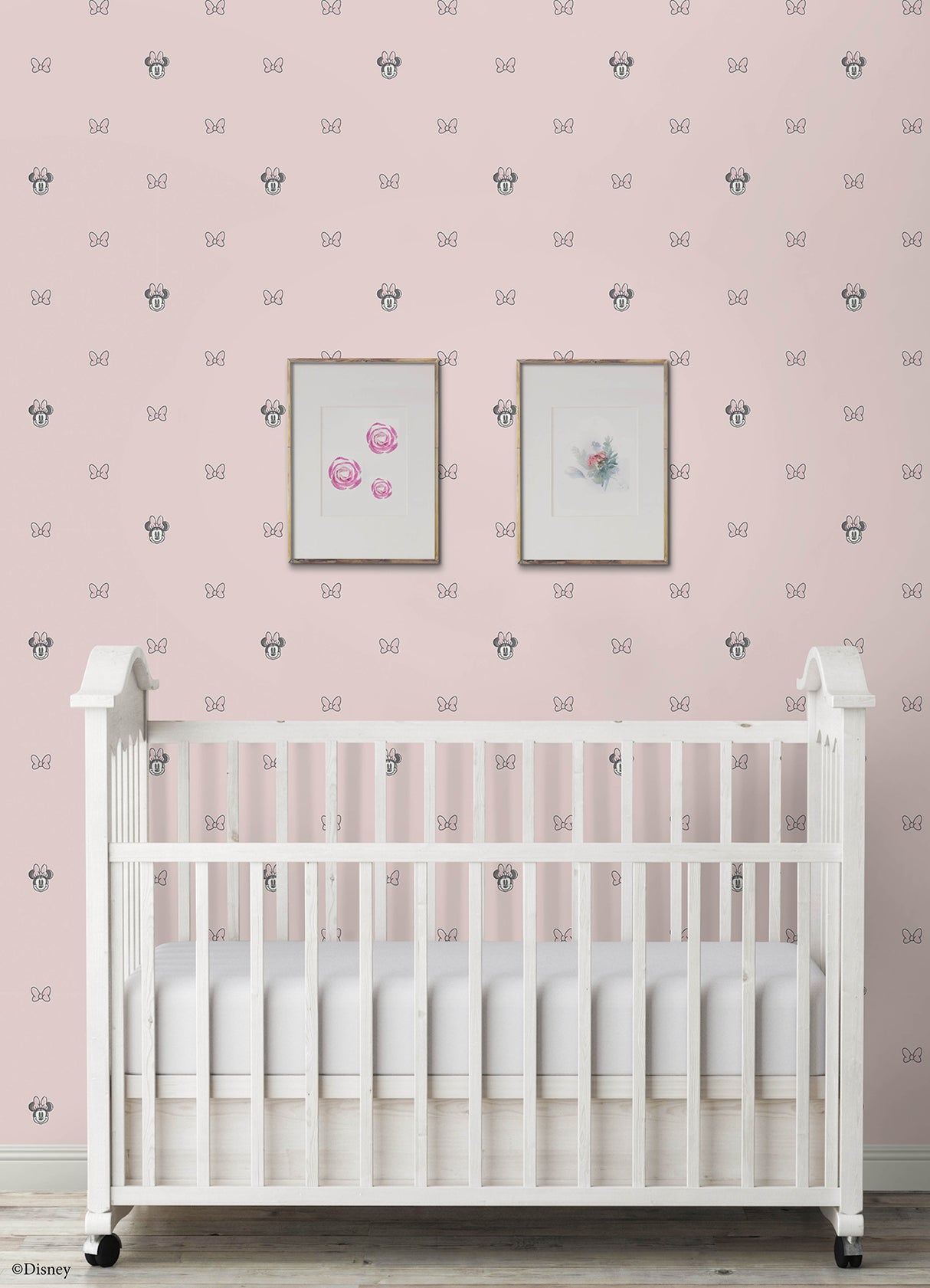 Disney Minnie Mouse Sweet Bows Pink by RoomMates Light Pink Character Peel and Stick Wallpaper for Kids Nursery Bedroom Playroom - RMWS1269
