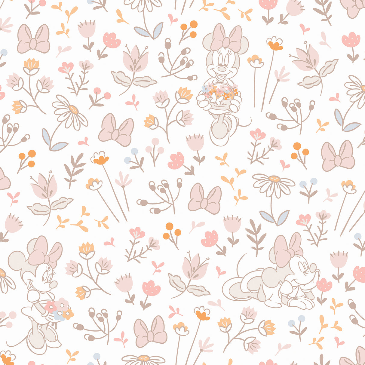 Disney Minnie Mouse Pretty as a Flower Pink Peel and Stick Wallpaper by RoomMates - RMWS1271