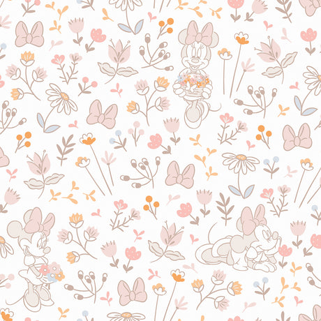 Disney Minnie Mouse Pretty as a Flower Pink Peel and Stick Wallpaper by RoomMates - RMWS1271