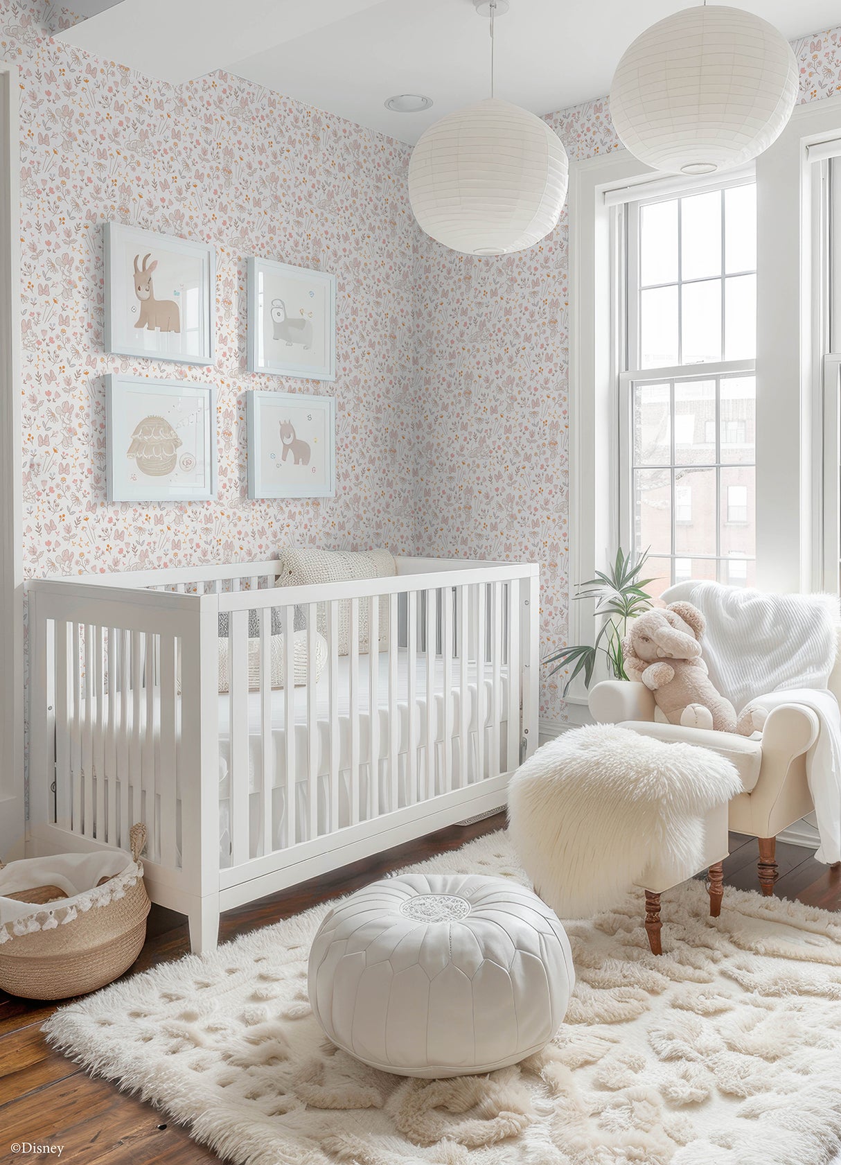 Disney Minnie Mouse Pretty as a Flower Pink by RoomMates Floral Character Peel and Stick Kids Nursery Wallpaper - RMWS1271