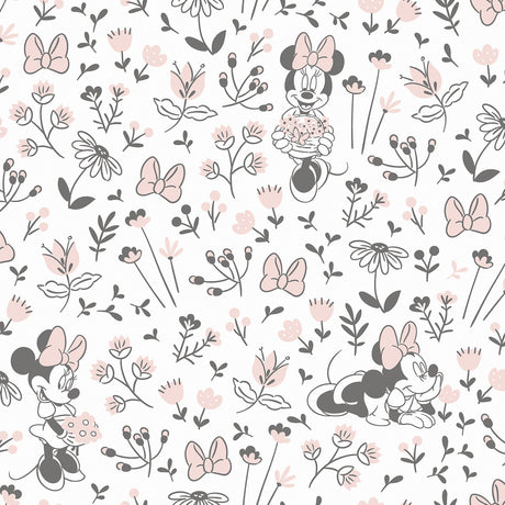 Disney Minnie Mouse Pretty as a Flower Black and White Peel and Stick Wallpaper by RoomMates RMWS1272