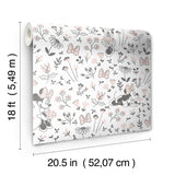 Disney Minnie Mouse Pretty as a Flower Black and White by RoomMates Kids Peel and Stick Wallpaper Floral Character Design RMWS1272