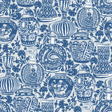 Delft Pottery Blue Peel and Stick Wallpaper by RoomMates featuring blue and white delft pottery-inspired design on a white background