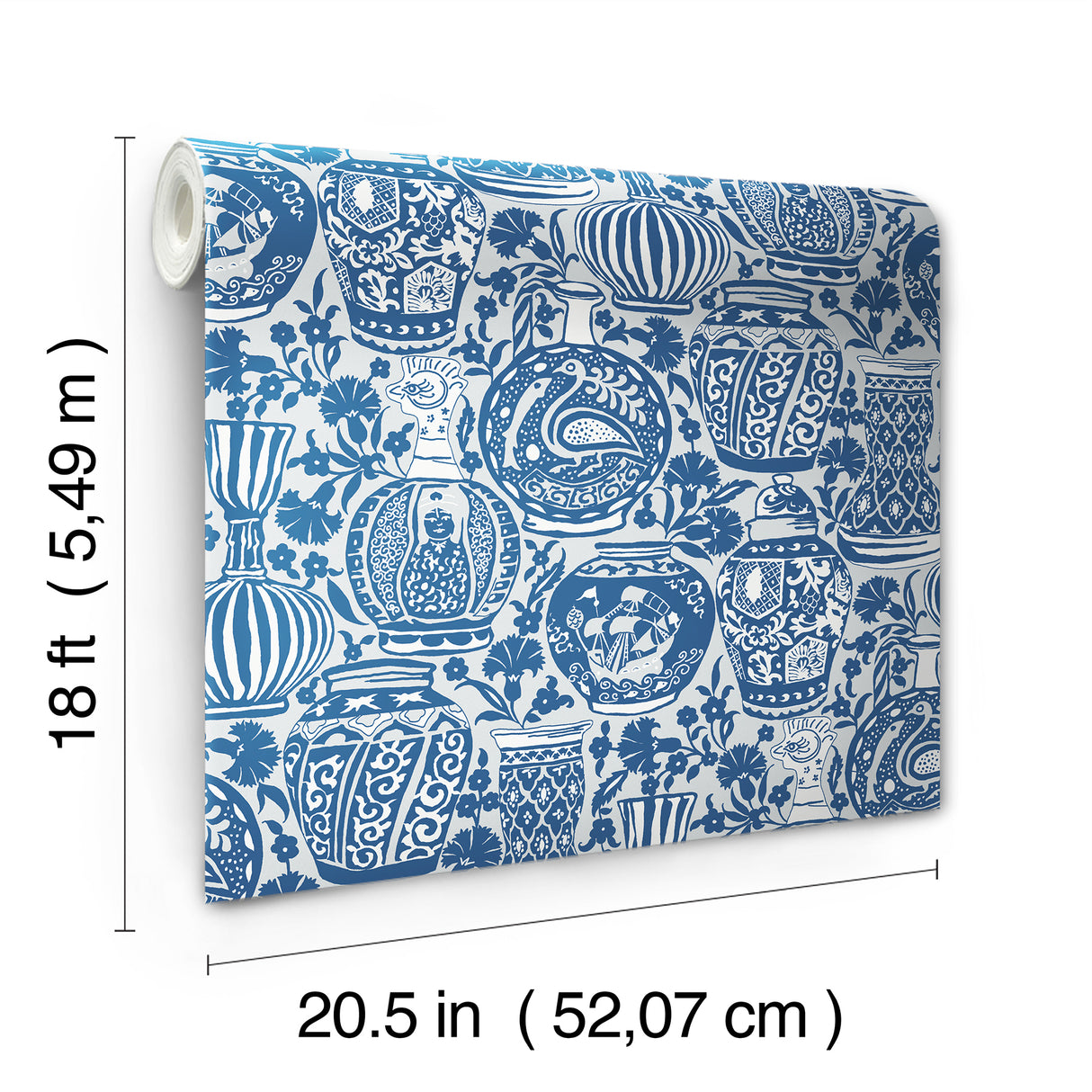 Delft Pottery Blue by RoomMates Artful Blue and White Delft Pottery Inspired Peel and Stick Wallpaper for Modern Global Style - RMWS1273