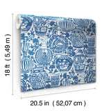 Delft Pottery Blue by RoomMates Artful Blue and White Delft Pottery Inspired Peel and Stick Wallpaper for Modern Global Style - RMWS1273