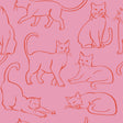 Cat Poses Pink Peel and Stick Wallpaper by RoomMates - RMWS1277