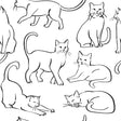 Cat Poses Black and White Peel and Stick Wallpaper by RoomMates RMWS1278