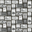 The Perfect Match Black Peel and Stick Wallpaper by RoomMates - RMWS1280 featuring whimsical black and white nautical matchbox collage pattern