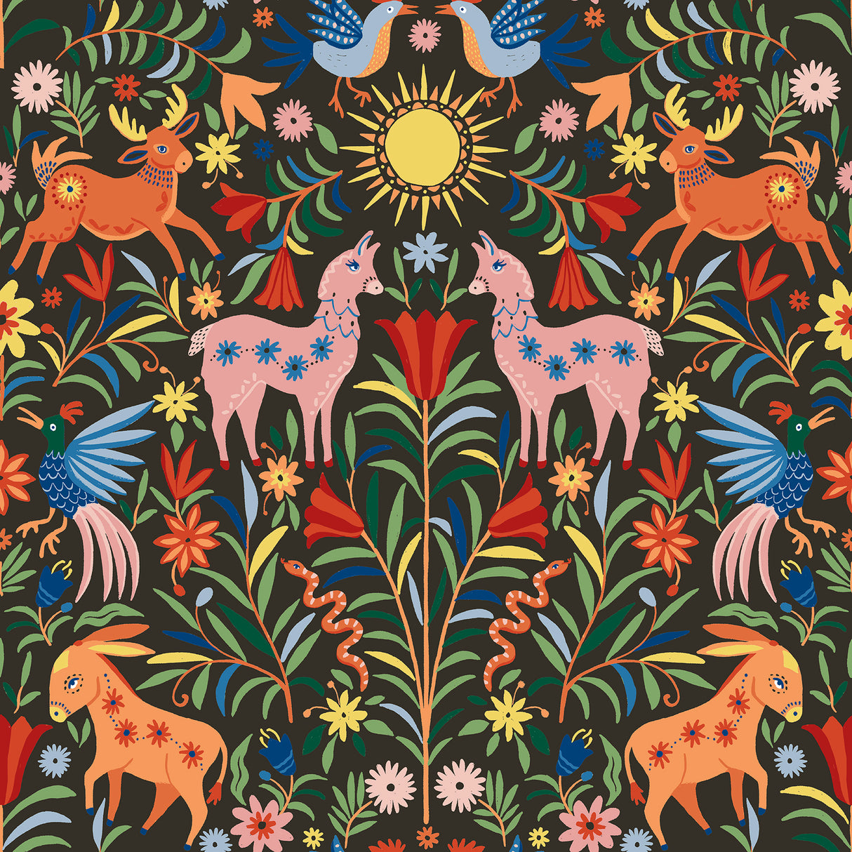 Whimsical Creatures Black Peel and Stick Wallpaper by RoomMates - RMWS1282