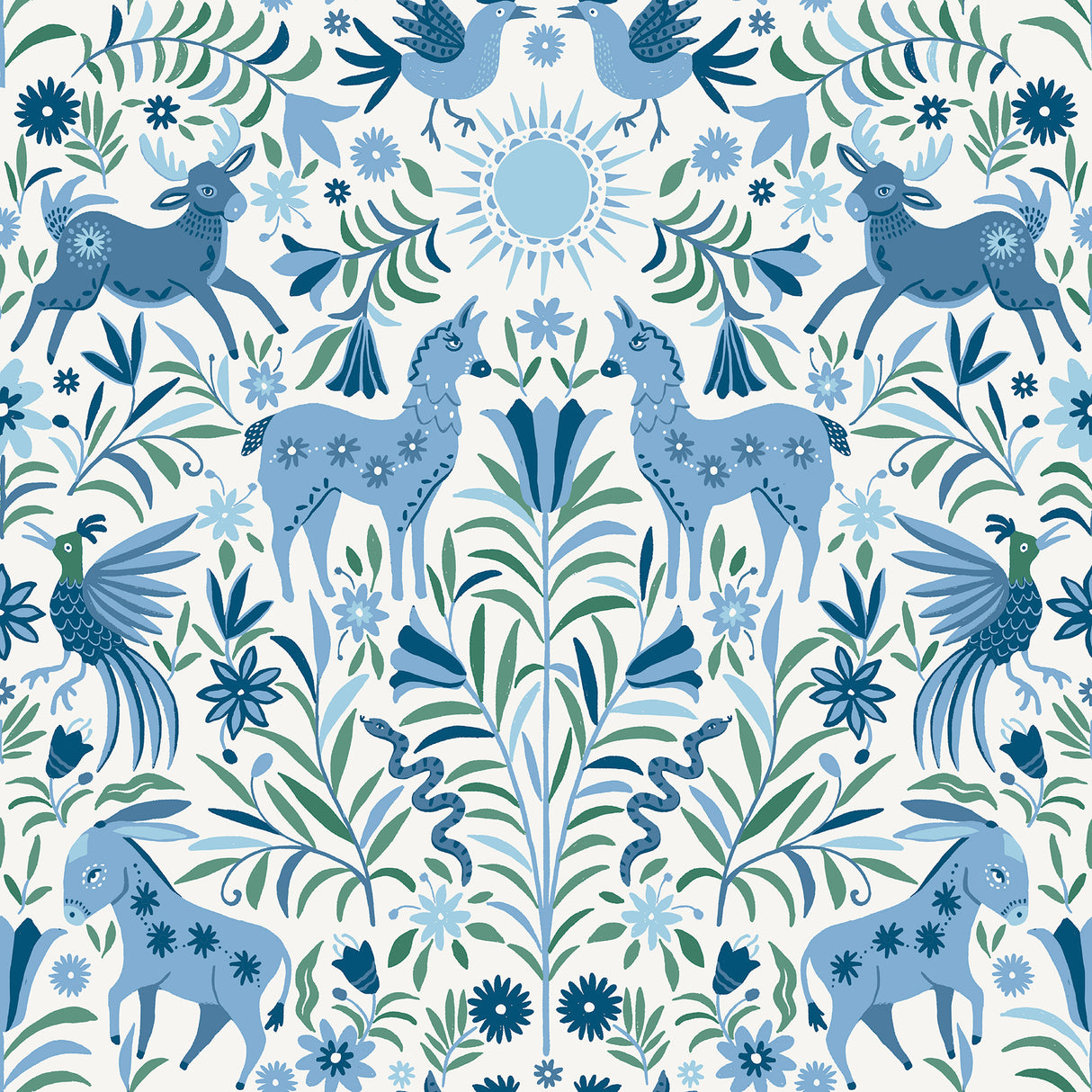 Whimsical Creatures Blue Peel and Stick Wallpaper by RoomMates - RMWS1283