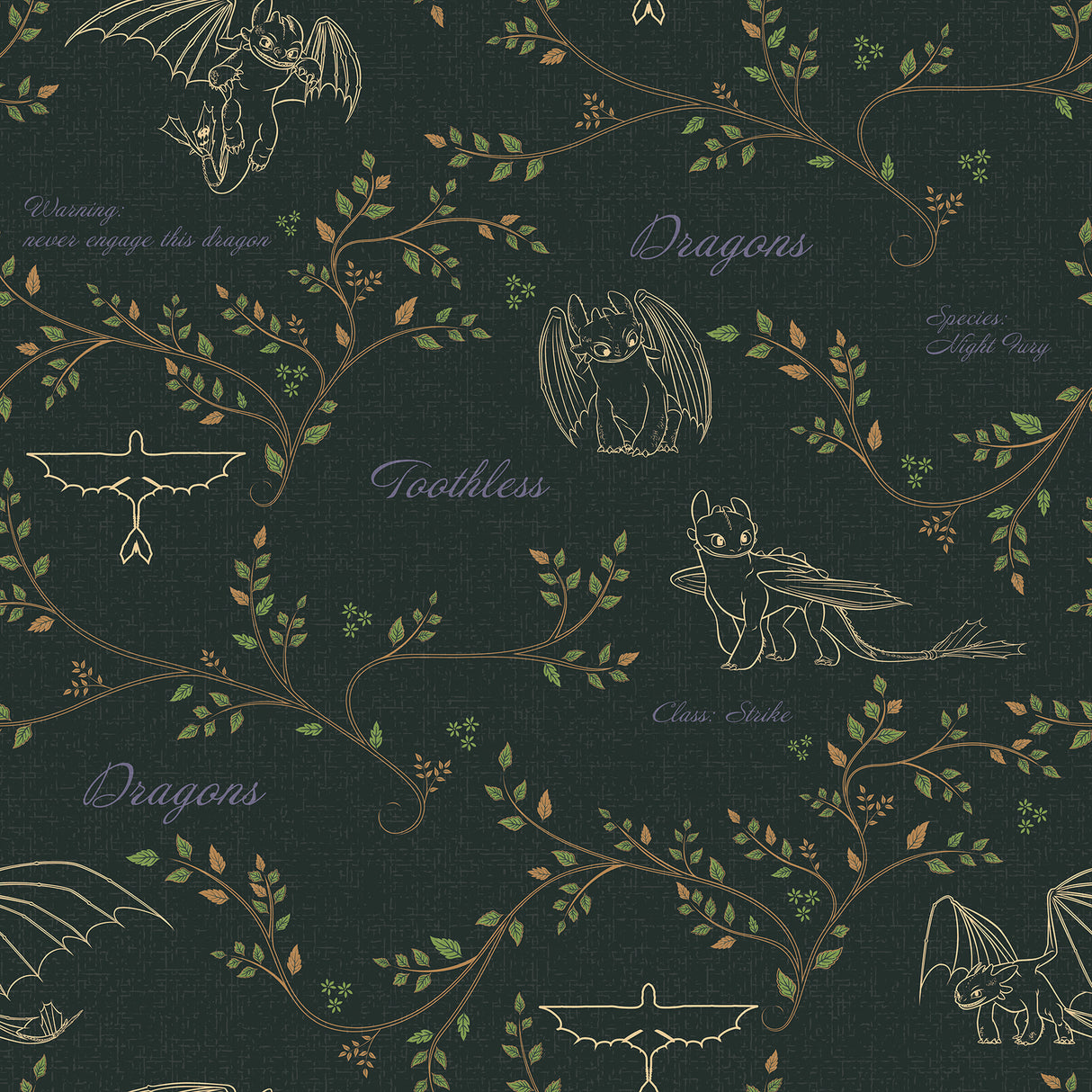 How to Train Your Dragon Toothless Radical Nature Green Peel and Stick Wallpaper by RoomMates RMWS1297