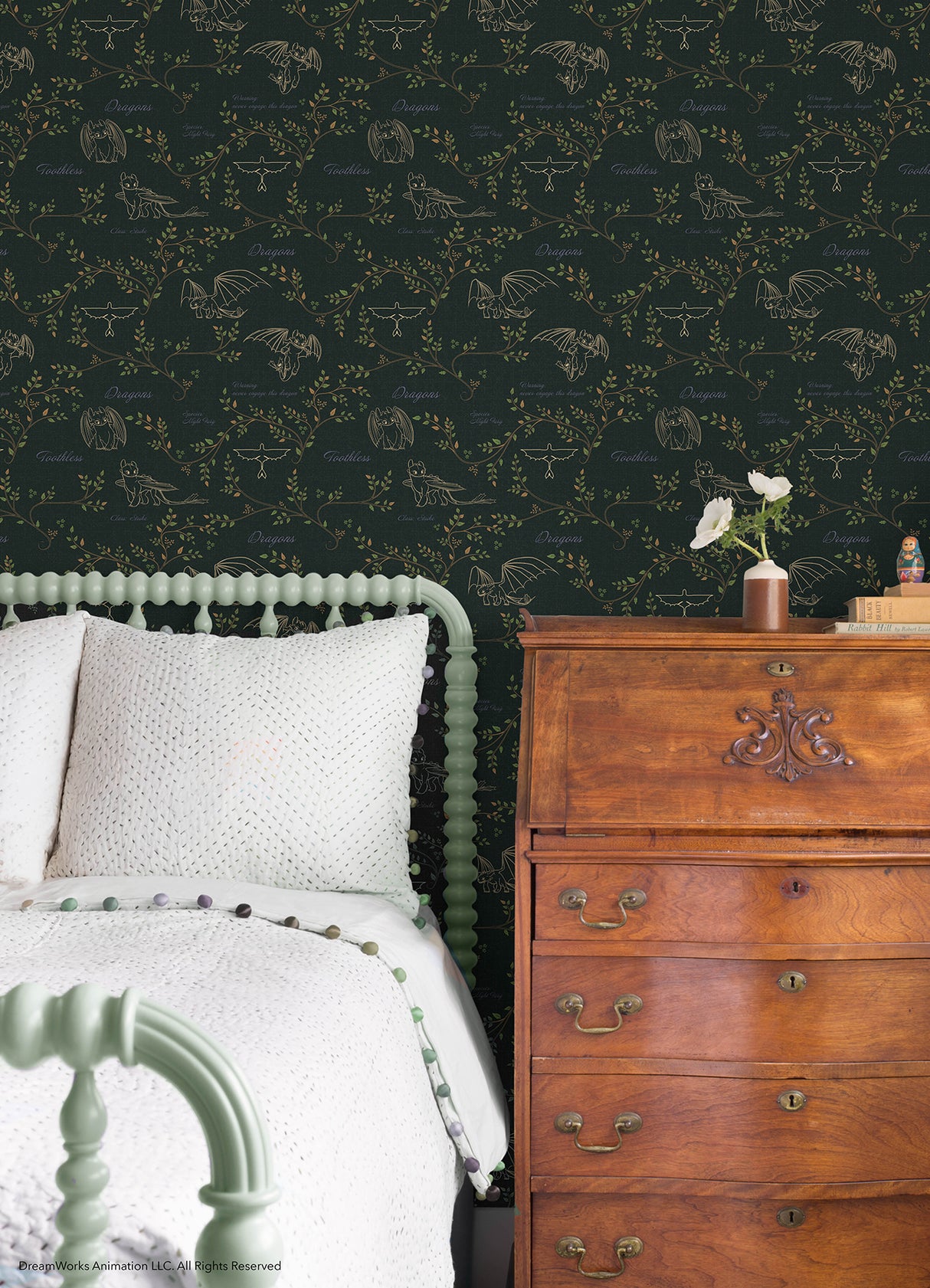How to Train Your Dragon Toothless Radical Nature Green Officially Licensed DreamWorks Peel and Stick Wallpaper by RoomMates - RMWS1297