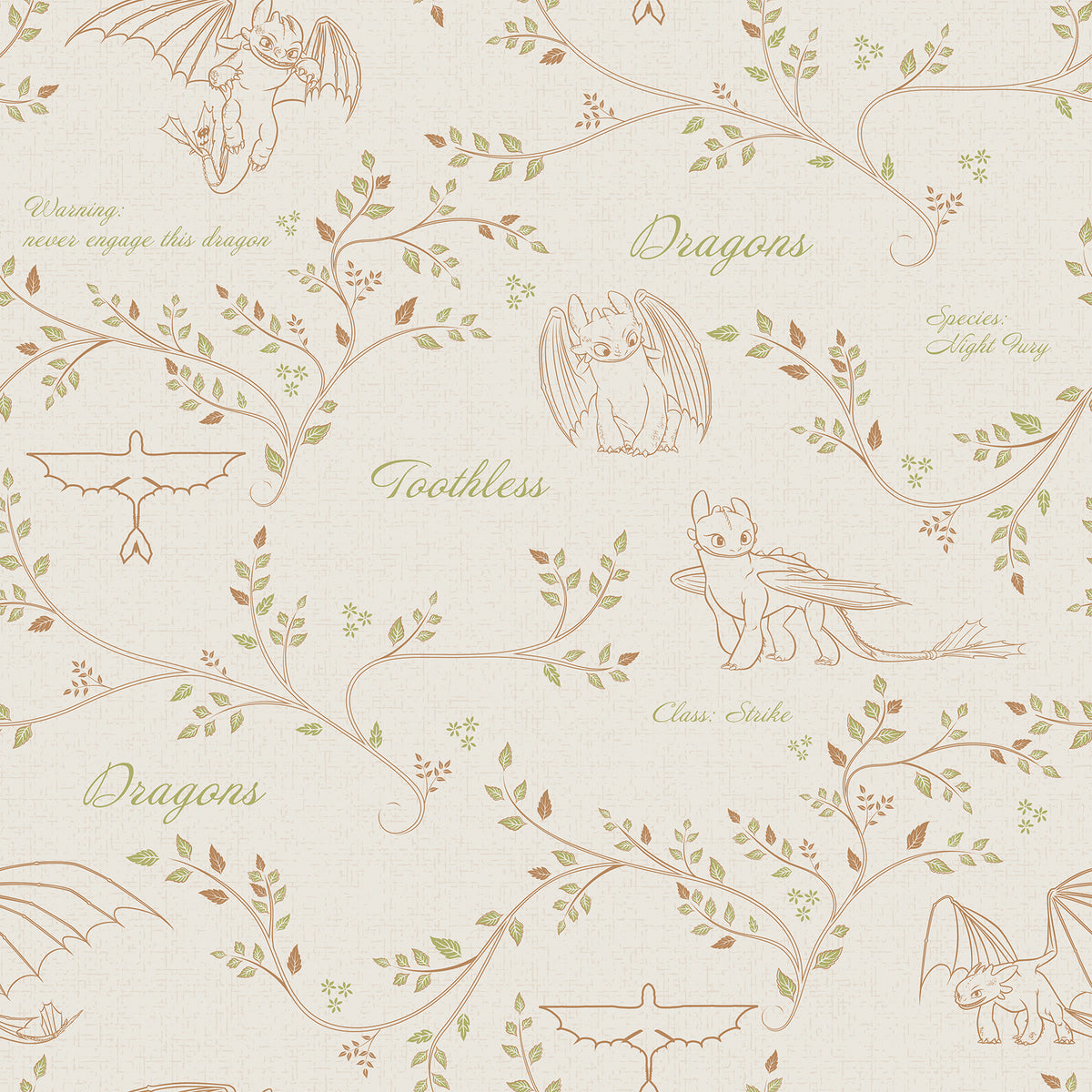 How to Train Your Dragon Toothless Radical Nature Cream Peel and Stick Wallpaper by RoomMates RMWS1299